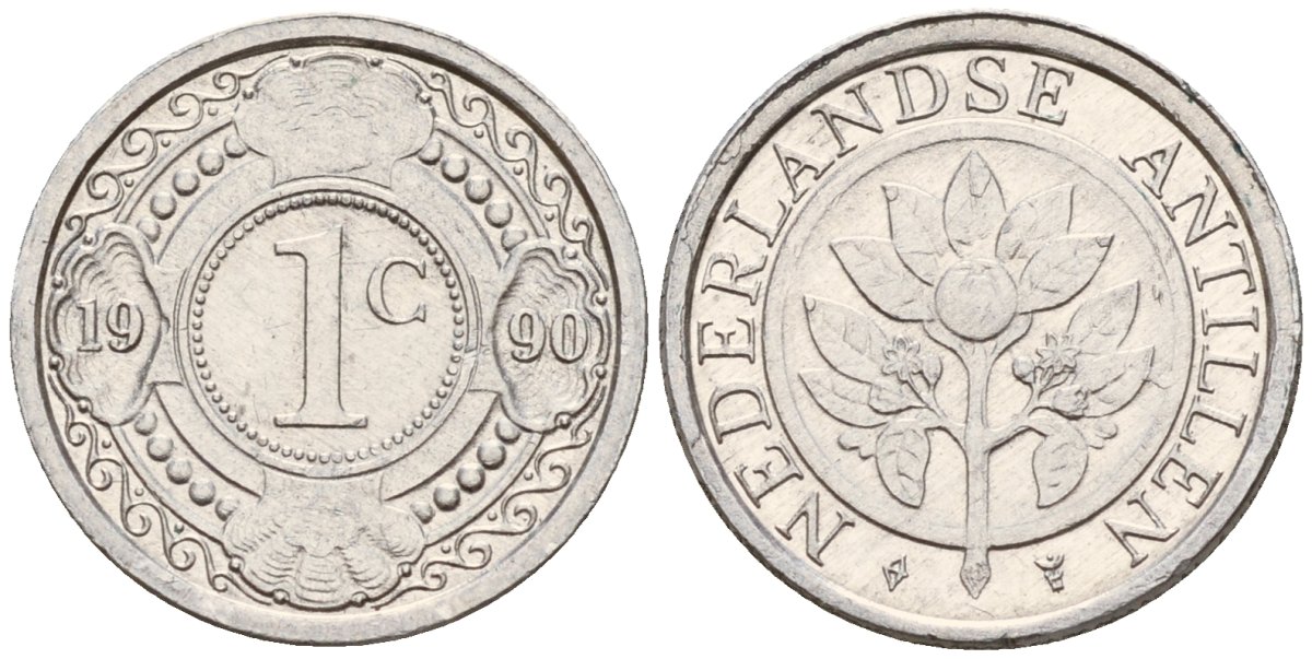 Нидерландские Антилы 1 цент 1990 Беатрикс (1980-2013) KM 32 алюминий 4174-761