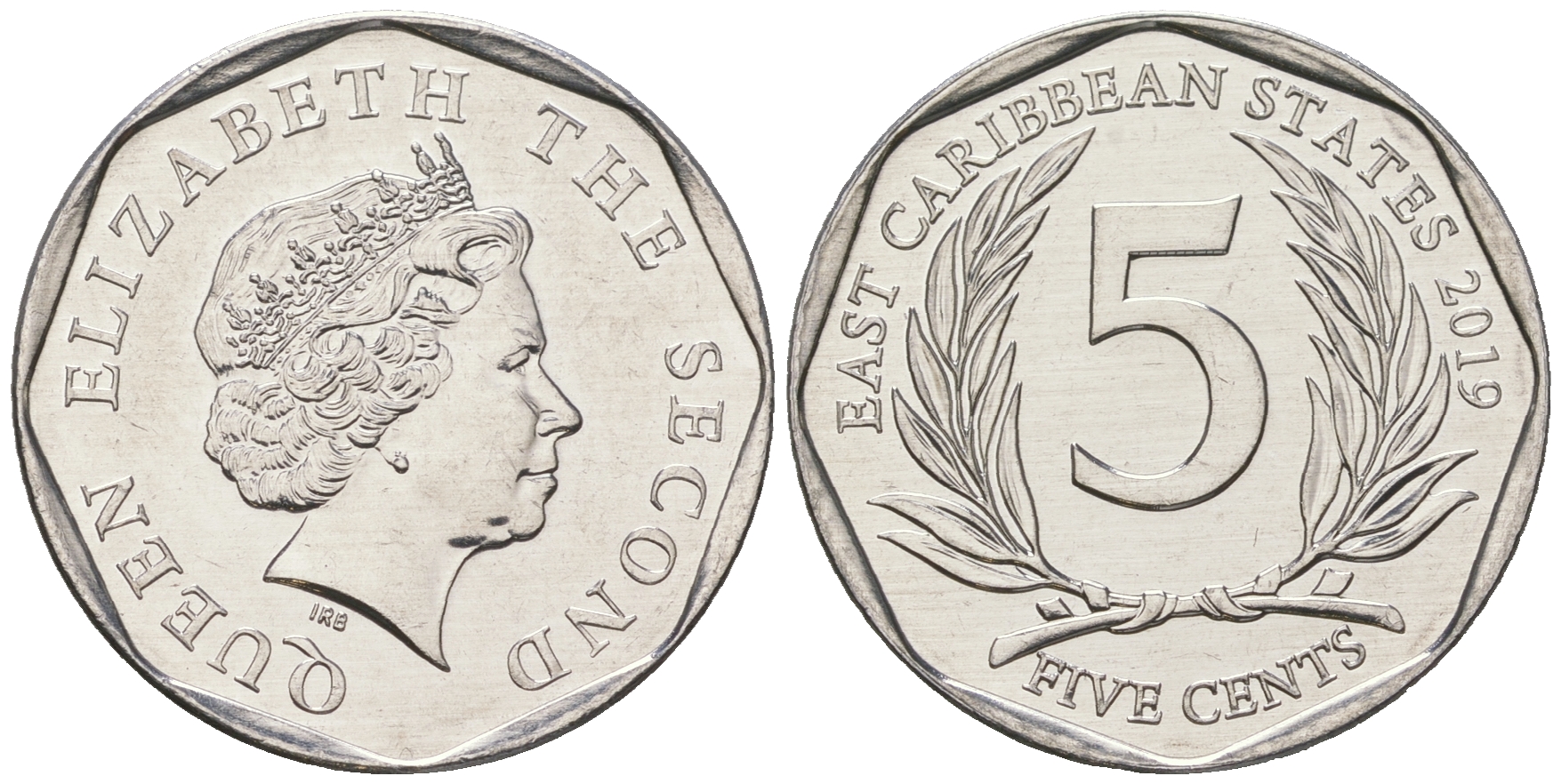 Восточно-Карибские штаты 5 центов 2019 Елизавета II (1952-2022) KM 36 a алюминий  UNC  M60-13