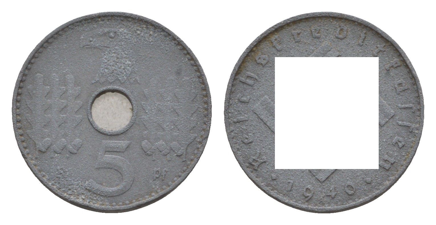 Германия 5 рейхспфеннигов 1940 A, Военные деньги KM 98 цинк 413-1145