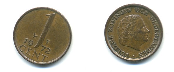 Нидерланды 1 цент 1972 Юлиана (1948-1980) КМ 180 бронза 80-966