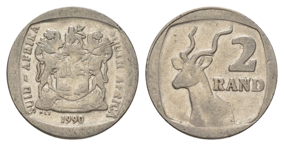 ЮАР 2 ранда 1990 KM 139 медь плакированная никелем 4626-1056