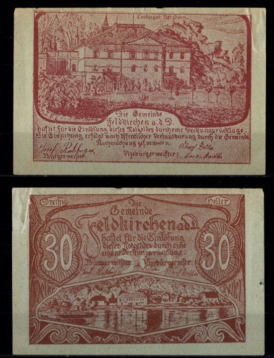 Австрия, Фельдкирхен-ан-дер-Донау 30 геллеров 1920 Jaksc/Pick JPR0197a-30 бумага 2193-19-2-1
