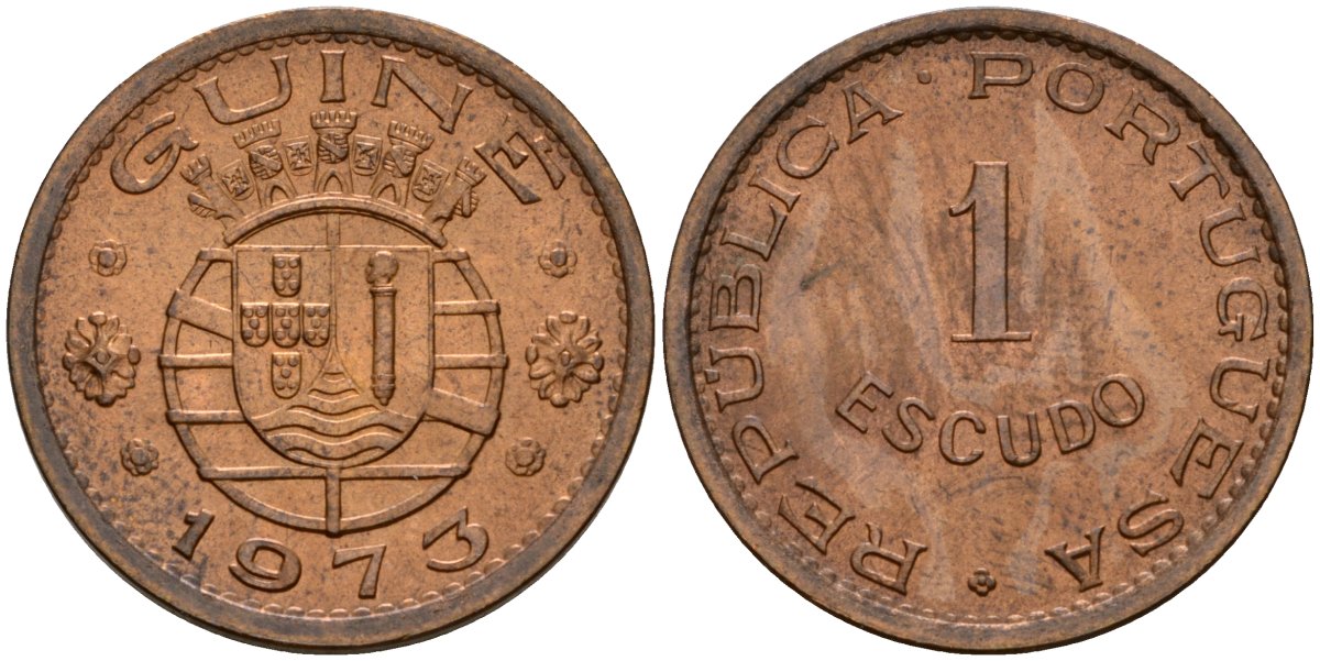 Португальская Гвинея-Бисау 1 эскудо 1973 KM 14 бронза UNC 3897-1123