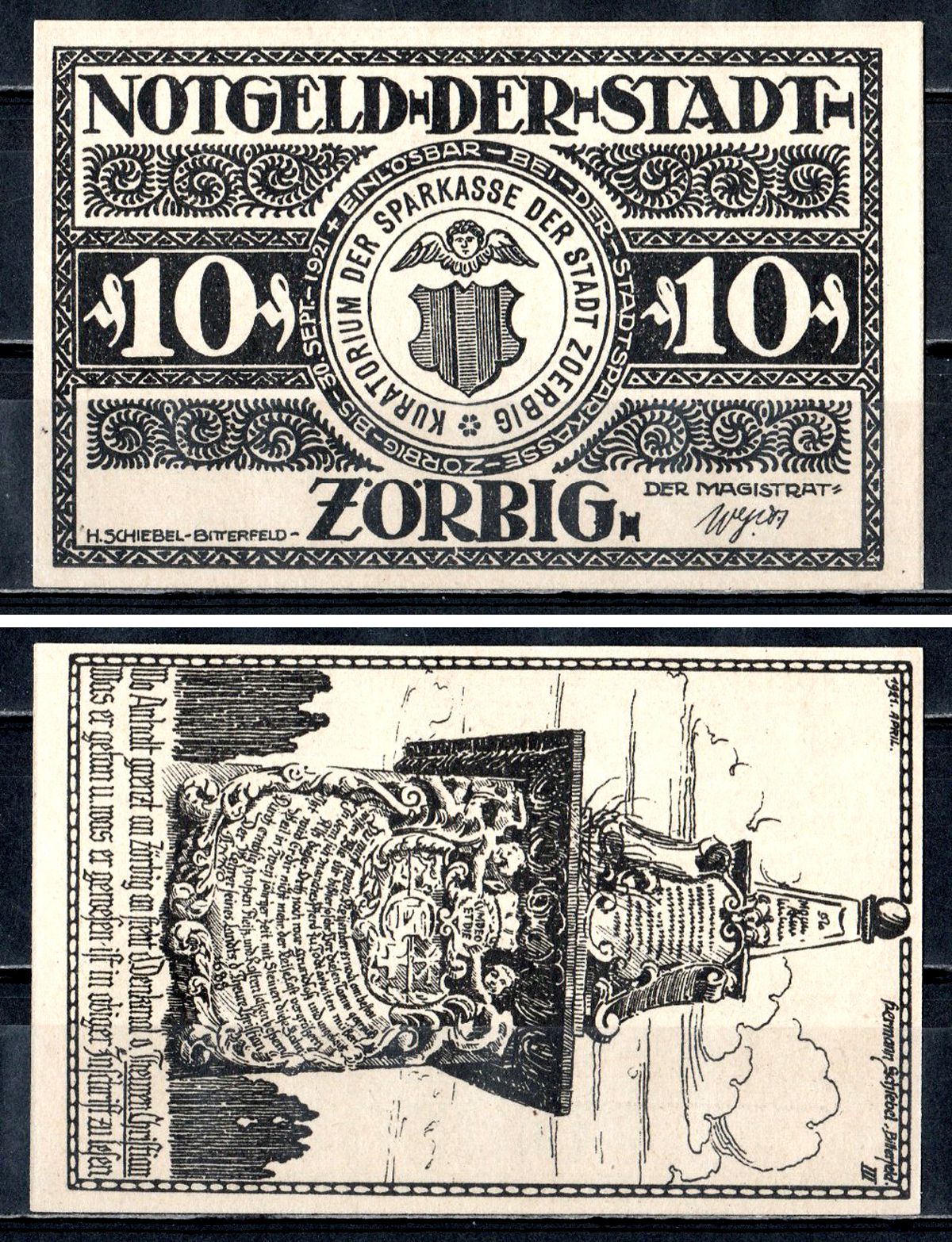 Цёрбиг (Пруссия, Саксония) 10 пфеннигов 1921 2193-43-2-2