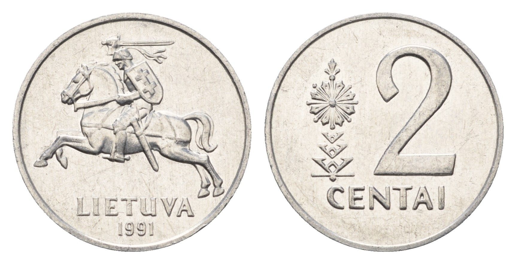 Литва 2 цента (сента) 1991 год-тип KM 86 алюминий UNC 4689-1036