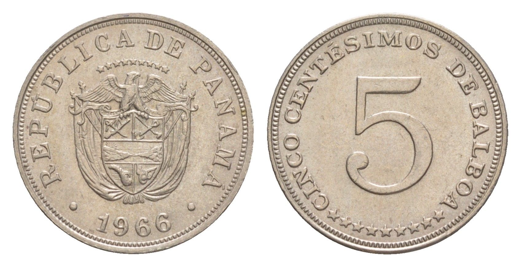 Панама 5 сентесимо 1966 KM 23.2 медно-никель 4643-1267