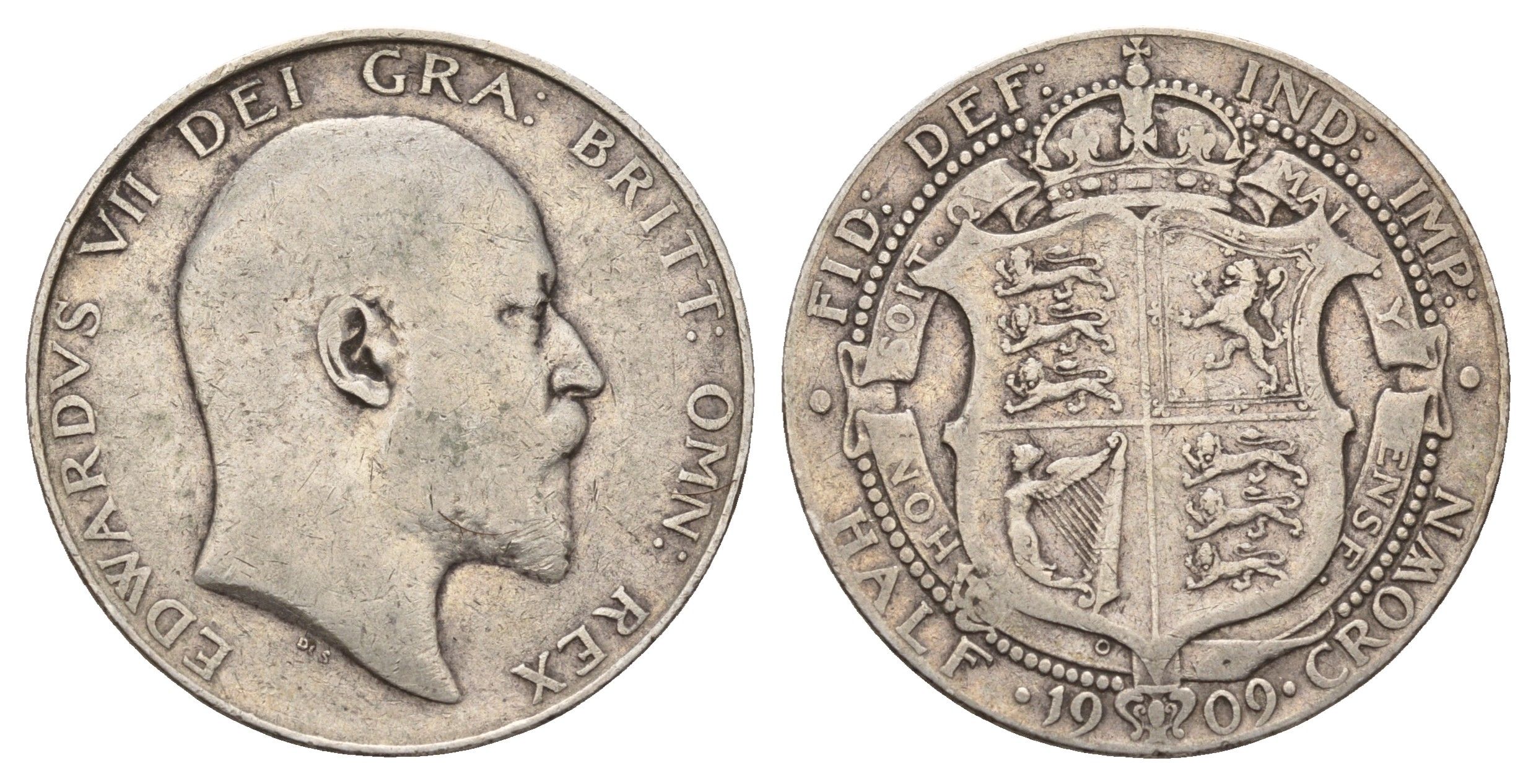 Великобритания 1/2 кроны 1909 Эдуард VII (1901-1910) KM 802, Spink 3980 серебро 443-1635