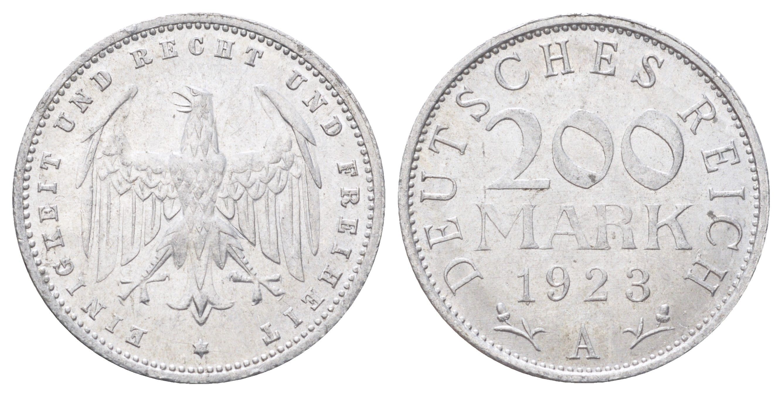 Германия 200 марок 1923 A KM 35, J. 304 алюминий 4700-1017