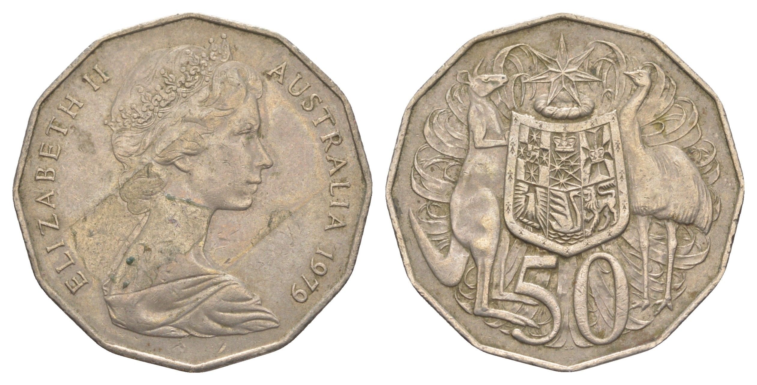 Австралия 50 центов 1979 Елизавета II (1952-2022), герб Австралии, кенгуру KM 68 медно-никель 4383-842