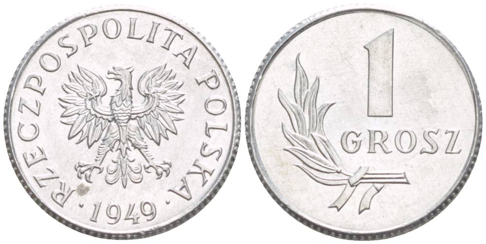 ПОЛЬША 1 ГРОШ 1949 MW KM 39 алюминий 4528-813