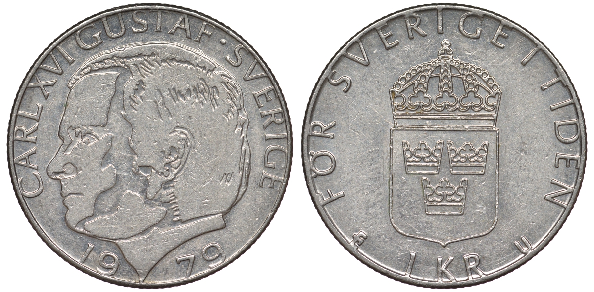 Швеция 1 крона 1979 Карл XVI Густав (1973- ) KM 852 медь плакированная медно-никелем 25-1914