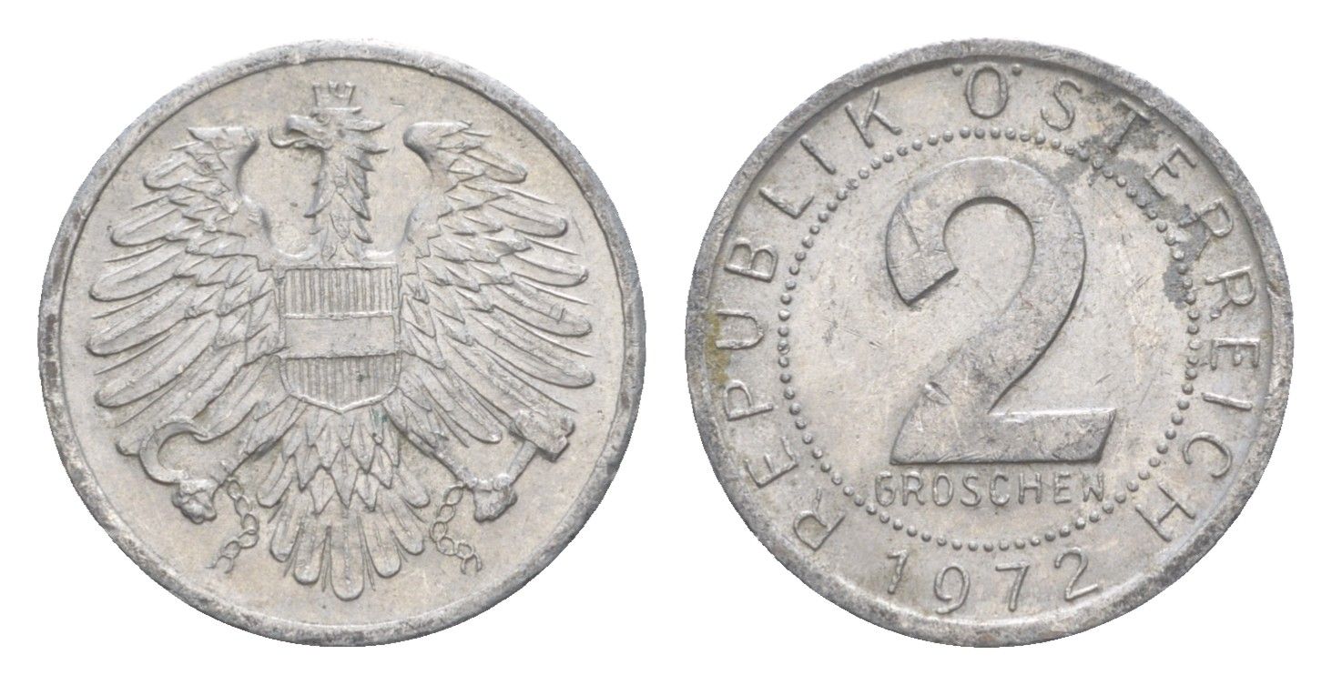 Австрия 2 гроша 1972 KM 2876 алюминий 4564-728