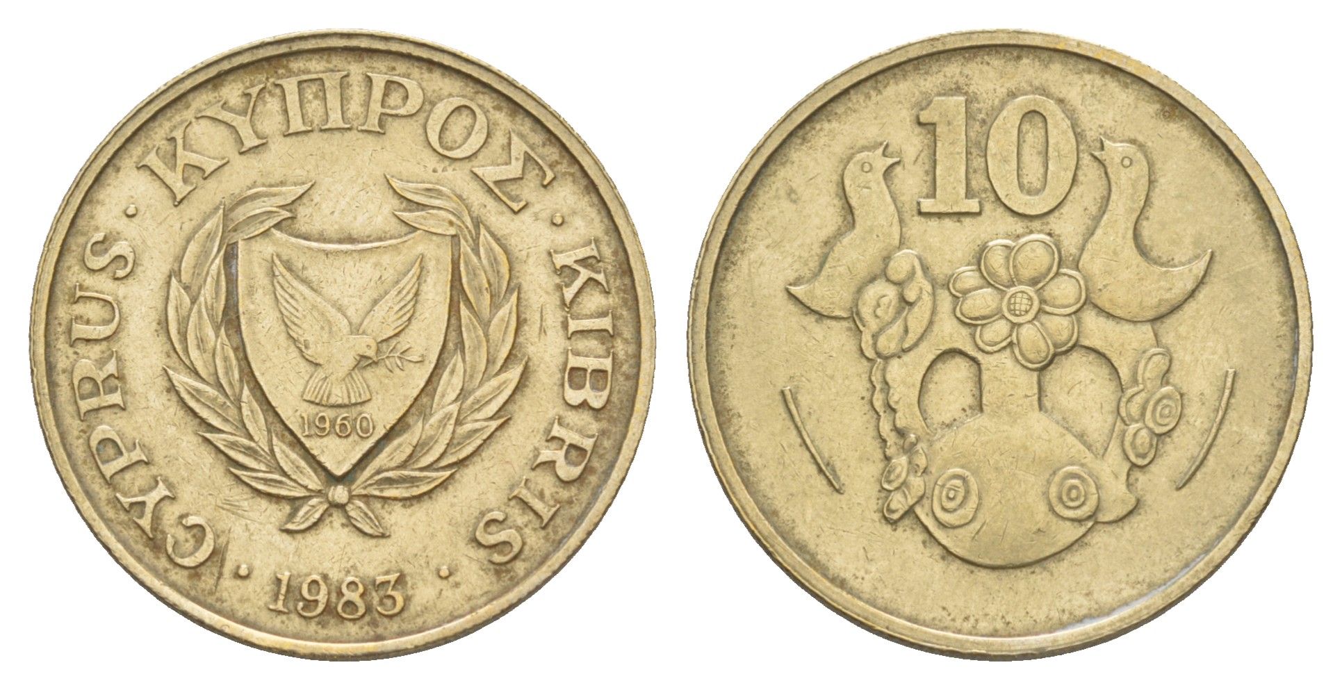 Кипр 10 центов 1983 KM 56.1 никель латунь 4654-316