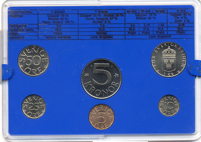 Швеция набор монетного двора из 6 монет 1979 в пластике Карл XVI Густав (1973- ) KM MS11 UNC 4-3-6-107