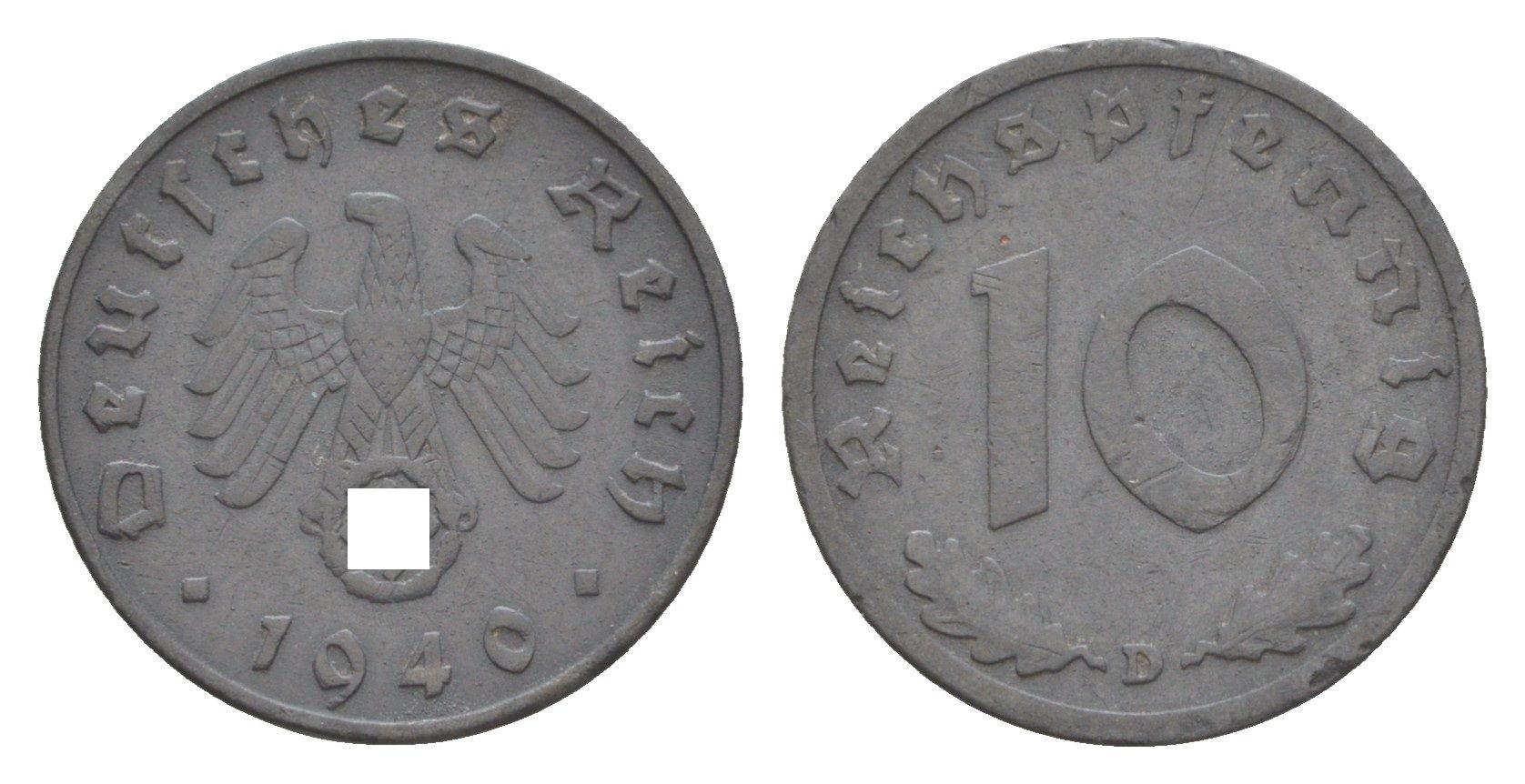 Германия 10 рейхспфеннигов 1940 D KM 101, J. 371 цинк 4647-827