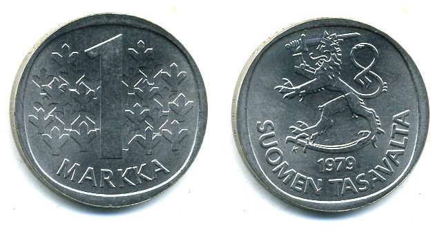 ФИНЛЯНДИЯ 1 МАРКА 1979 состояние 57-126