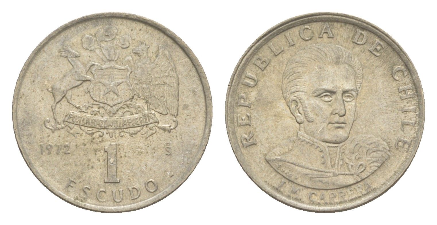 Чили 1 эскудо 1972 Хосе Мигель Каррера KM 197 медно-никель UNC 4644-1239