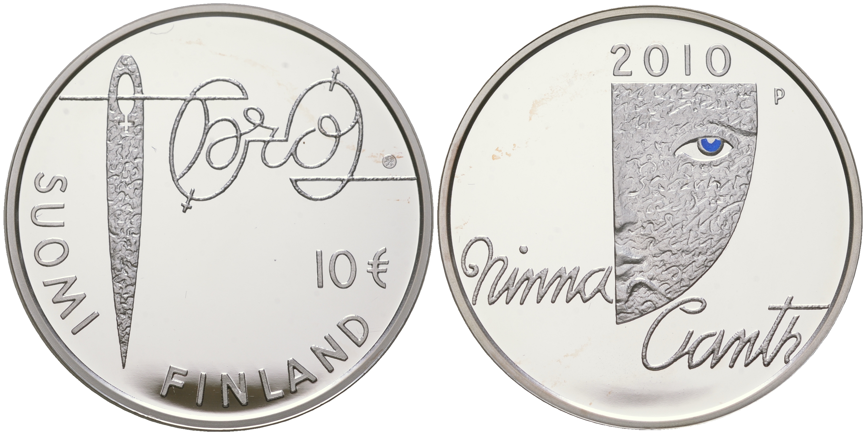 Финляндия 10 евро 2010 общественная активистка Минна Кант KM 152 серебро  PROOF  1095-4-12