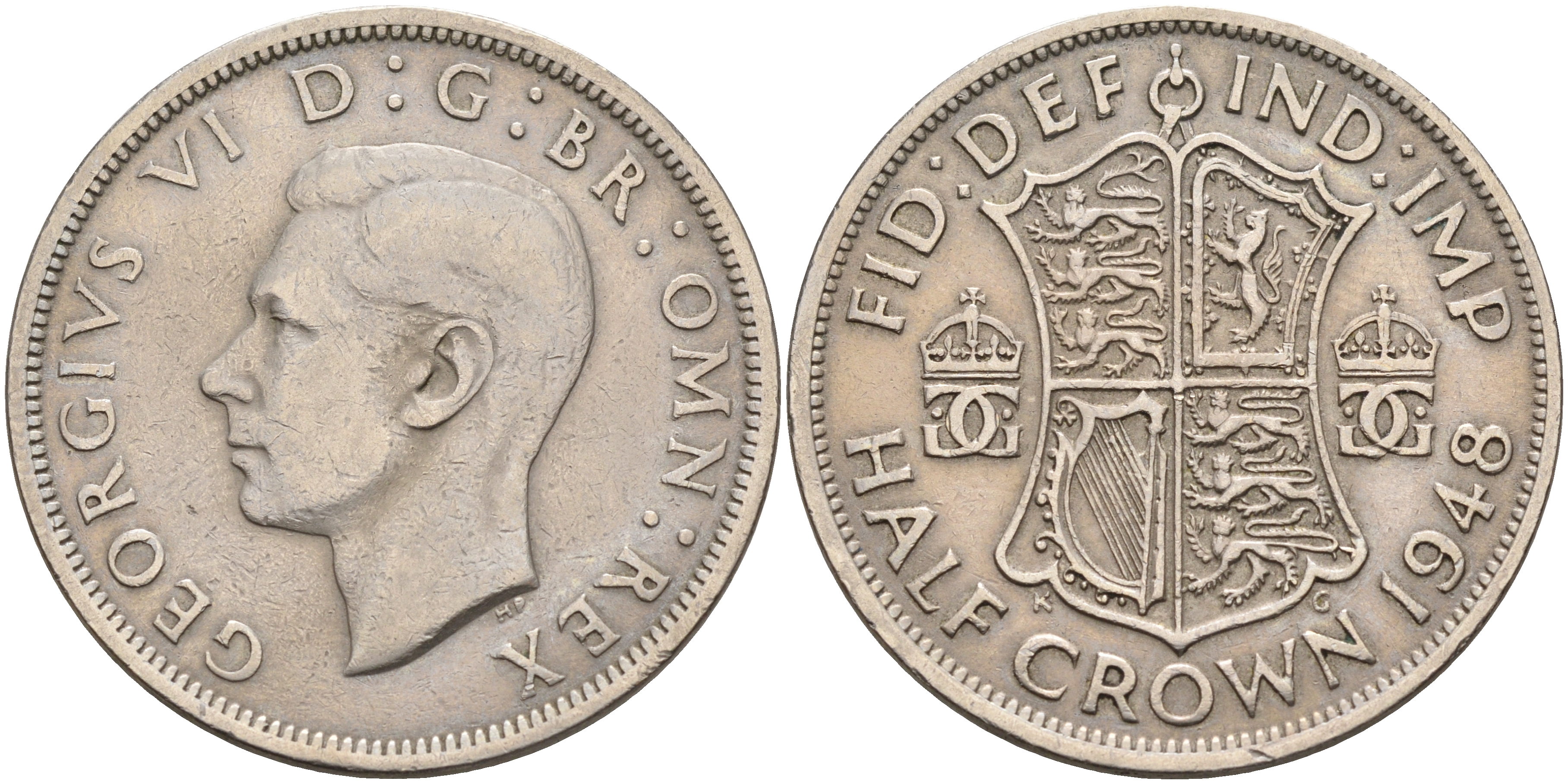 Великобритания 1/2 кроны 1948 Георг VI (1936-1952) KM 866, Spink 4101 медно-никель 4367-122