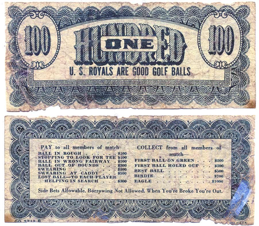АМЕРИКА 100 ДОЛЛАРОВ ND КОРОЛЕВСКИЙ ГОЛЬФ КЛУБ бумага 7146-64-4-1