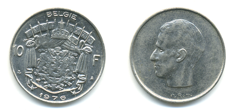 Бельгия 10 франков 1976 Belgie, Бодуэн I (1951-1993) KM 156.1 никель 86-1356
