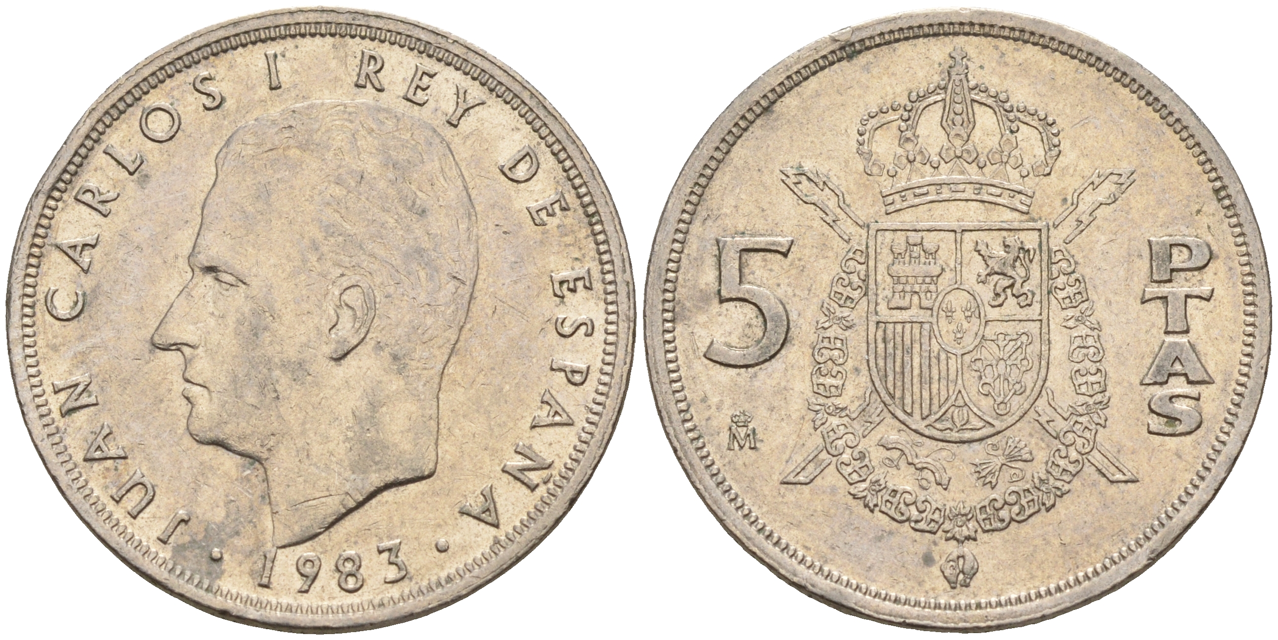 Испания 5 песет 1983 Хуан Карлос I KM 823 медно-никель    4143-245