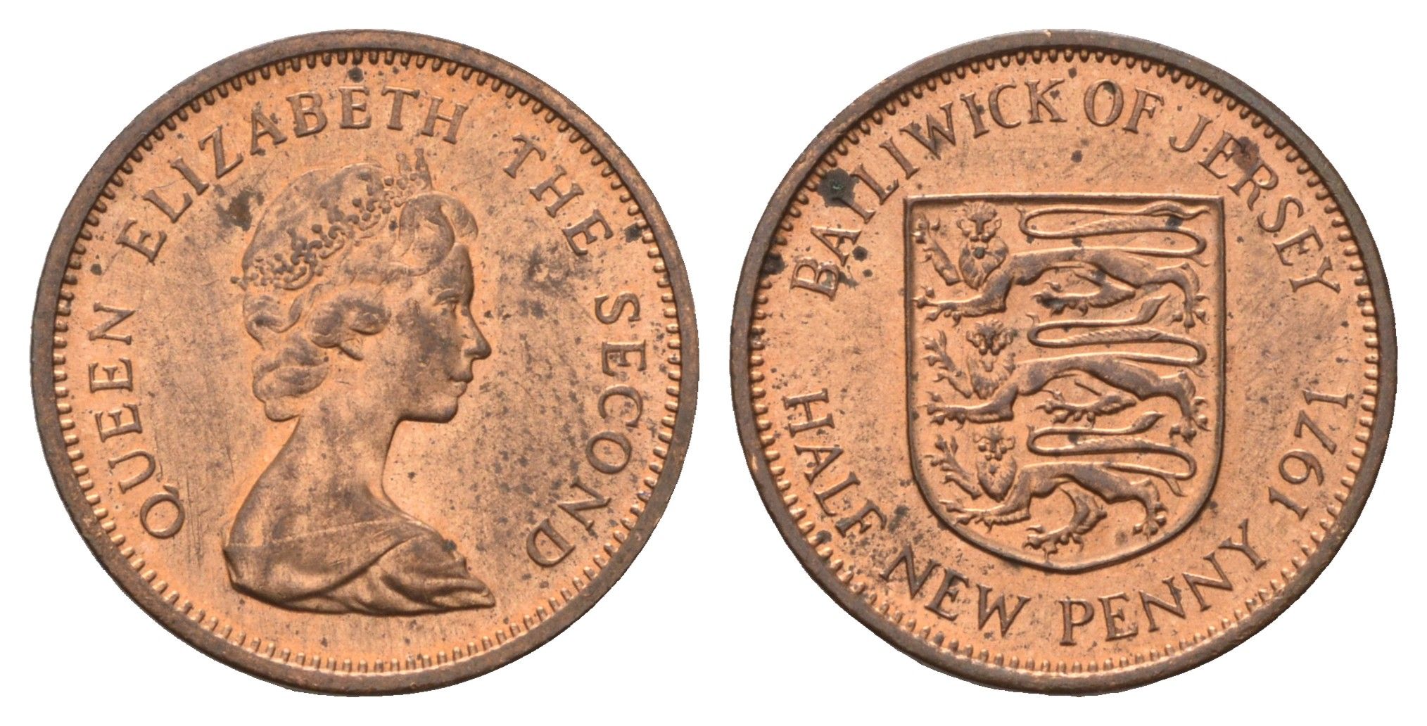 Джерси 1/2 нового пенни 1971 Елизавета II (1952-2022) KM 29 бронза UNC 4682-514