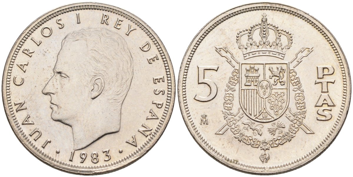 Испания 5 песет 1983 Хуан Карлос I (1975-2014) KM 823 медно-никель UNC 4583-1232