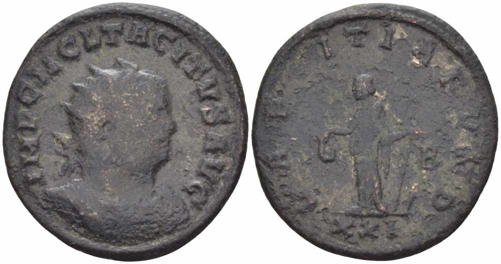 Римская Империя аврелианиан 276 Тацит LAETITIA FVND Рим Very fine RIC 89 бронза 1073-16-87