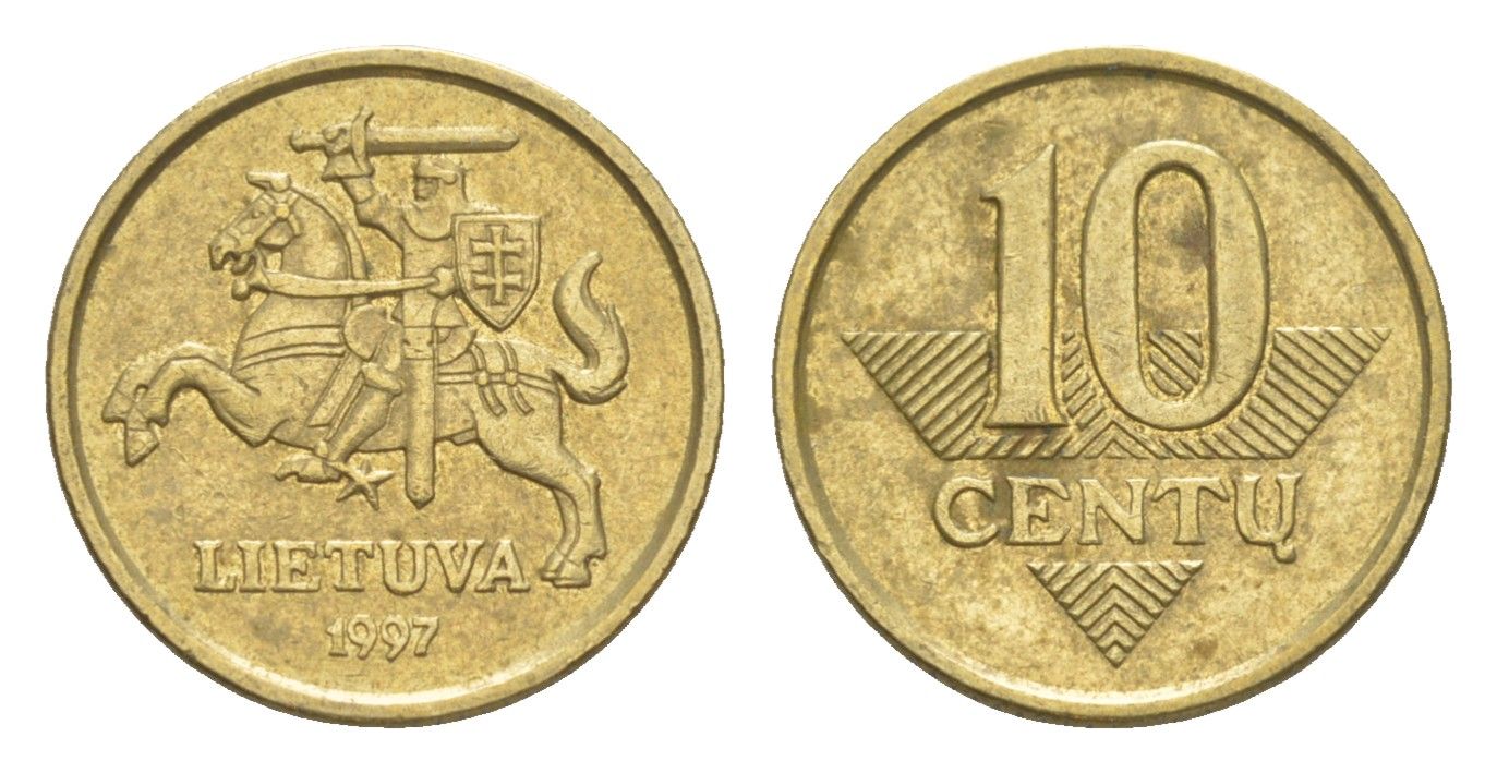 Литва 10 центов 1997 KM 106 никель латунь 4115-741