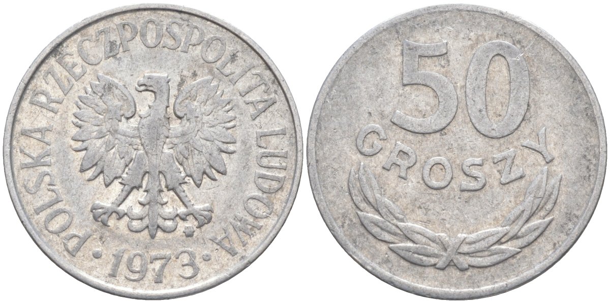 Польша 50 грошей 1973 MW KM 48.1, Parchimowicz 210h алюминий 3336-1246