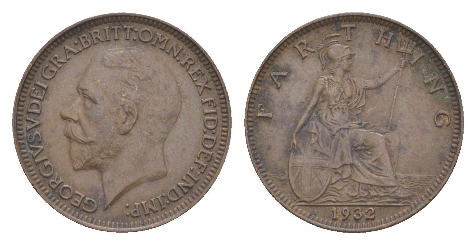 Великобритания 1 фартинг 1932 Георг V (1910-1936) KM 825, Spink 4061 бронза 3851-1141