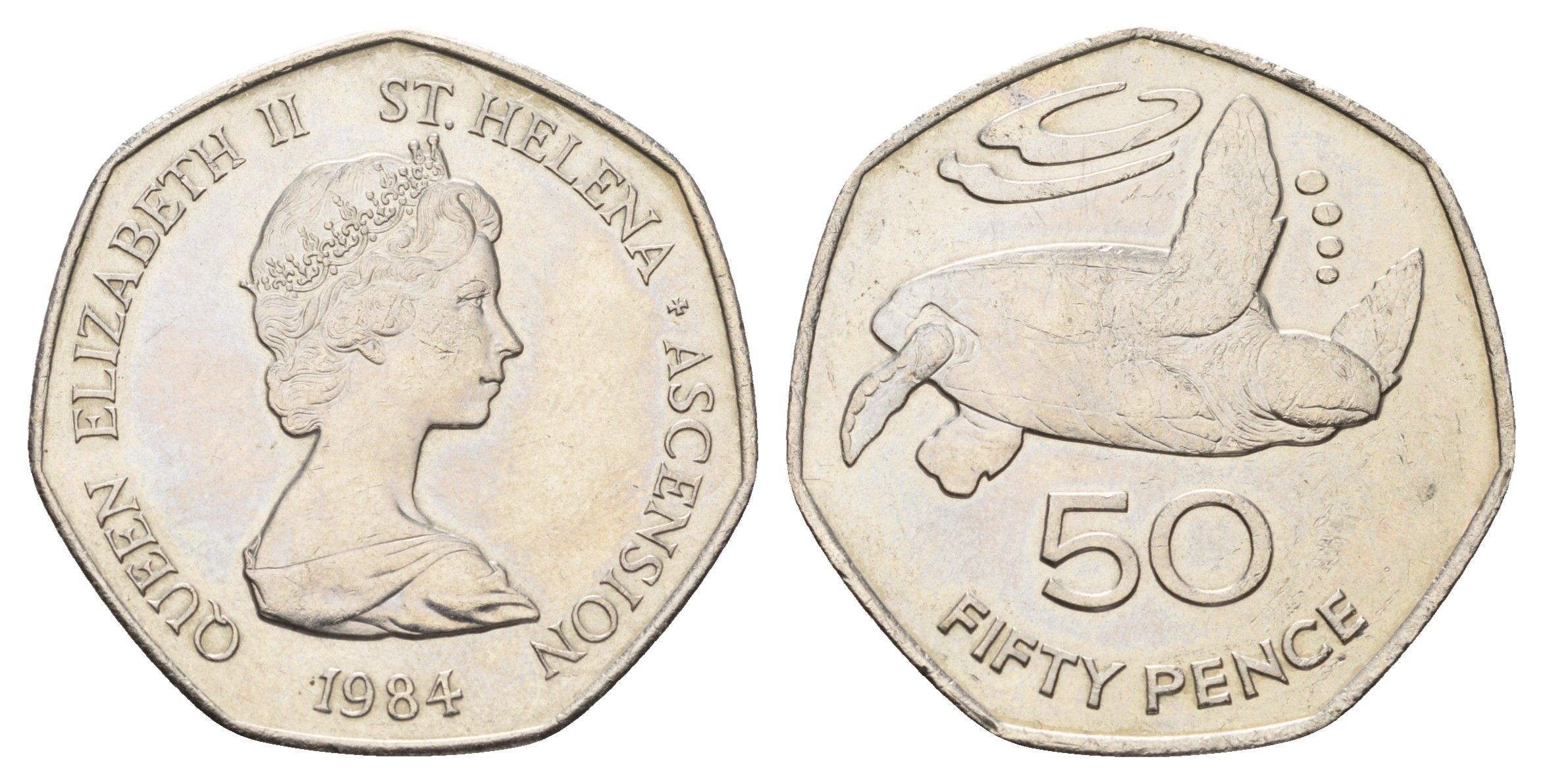 Острова Святой Елены и Вознесения 50 пенсов 1984 год-тип KM 5 медно-никель UNC 4672-126