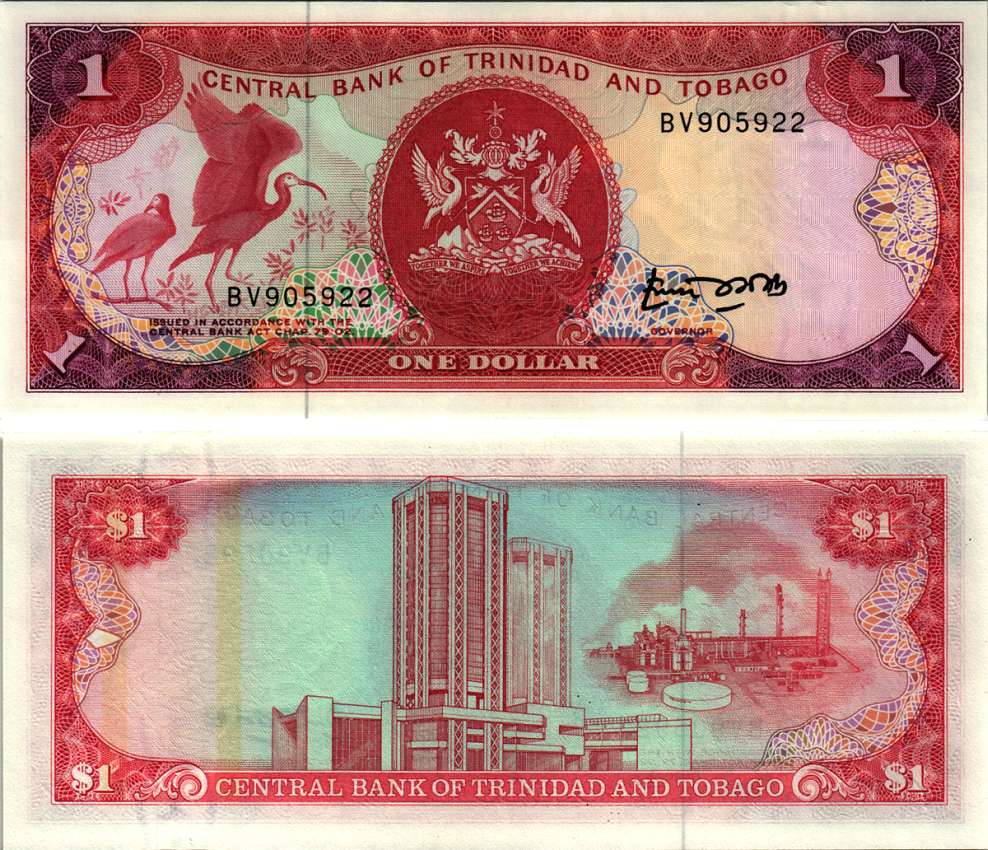 ТРИНИДАД И ТОБАГО 1 ДОЛЛАР 1985 ПОДПИСЬ 4 Pick 36а бумага аUNC 2192-53-3-1