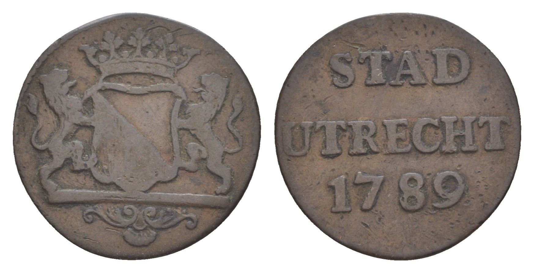 Нидерланды, Голландия, Утрехт 1 дуит 1789 KM 91 медь 4644-829