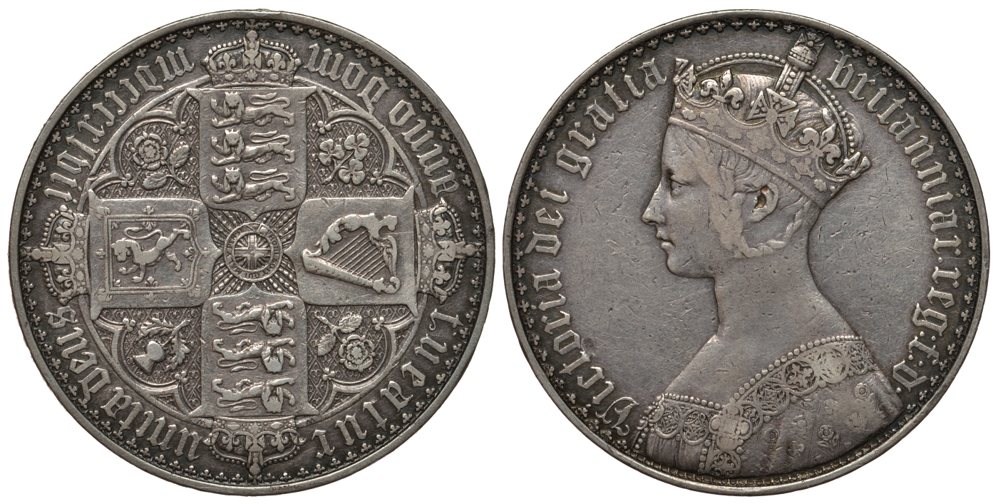 Великобритания 1 крона 1847 Виктория (1837-1901) Spink 3883, Dav. 106 серебро 00-000-00