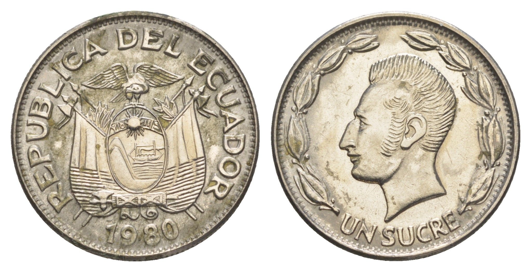 Эквадор 1 сукре 1980 KM 78b сталь плакированная никелем 4641-655