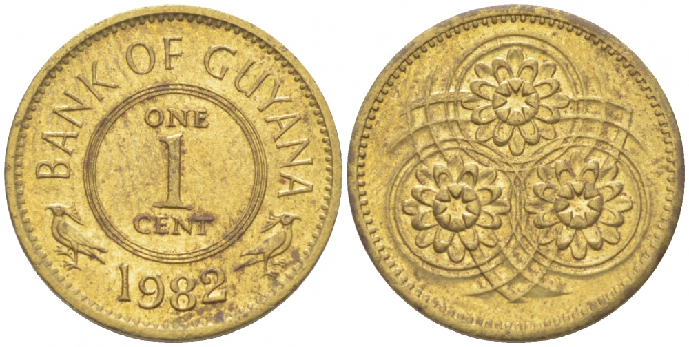 Гайана 1 цент 1967 Республика KM 31 никель латунь 214-865