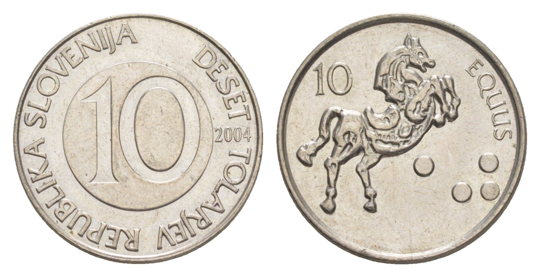 Словения 10 толаров 2004 KM 41 медно-никель UNC 4571-343