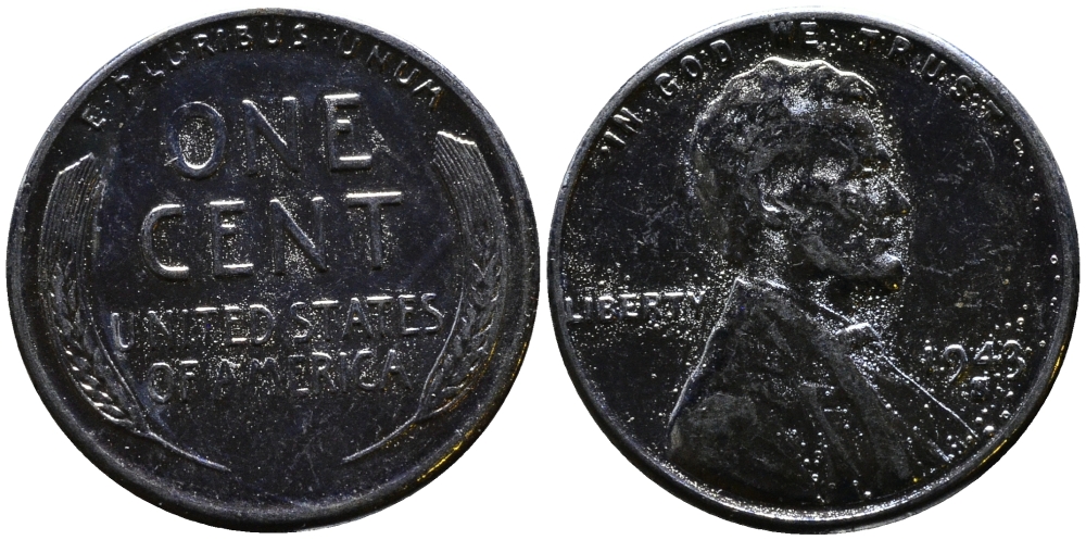 США 1 цент 1943 S (Сан-Франциско), Авраам Линкольн KM 132 a сталь плакированная цинком 4392-1125
