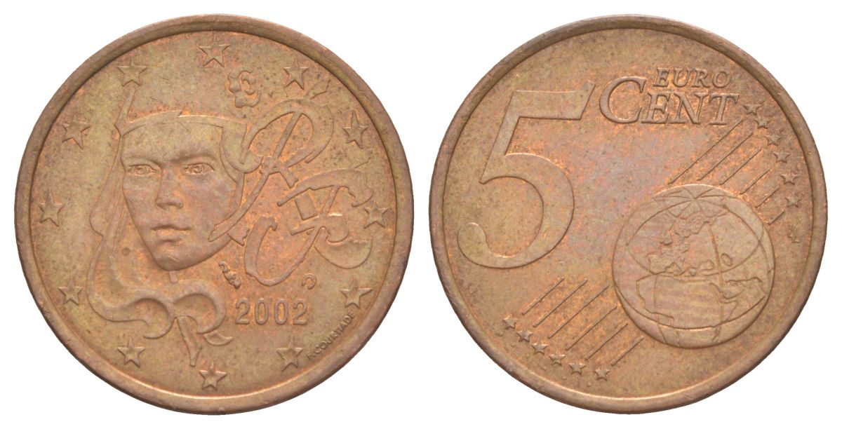 Франция 5 евроцентов 2008 KM 1284 сталь плакированная медью 4627-1237