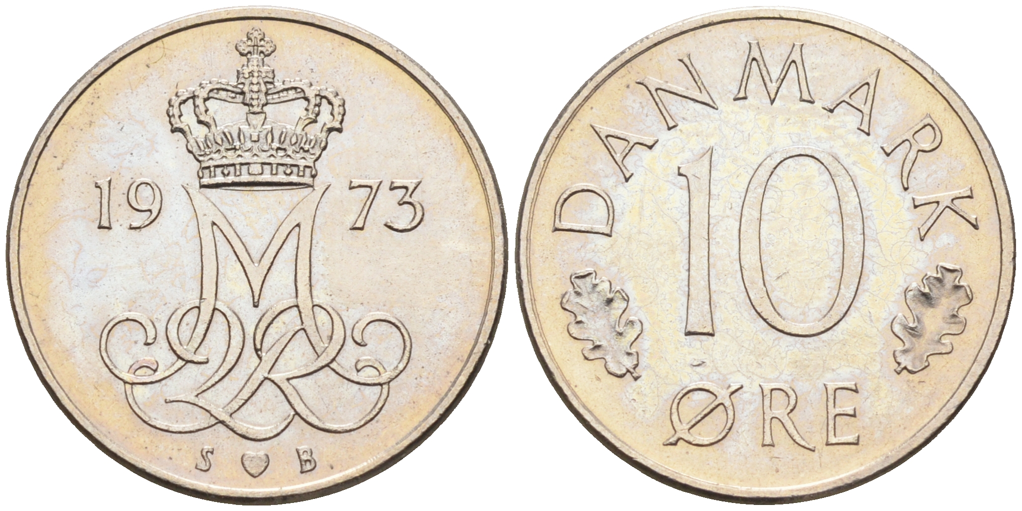 Дания 10 эре 1973 S. B, Маргрете II (1972-) КМ 860.1 медно-никель    4169-223