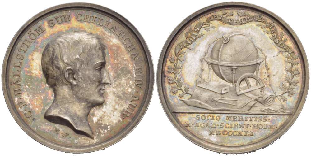 ШВЕЦИЯ МЕДАЛЬ 1841 S.P. HALLSTROM. ДИАМЕТР 31 ММ., ВЕС 12,35 ГР. серебро UNC 1517-1414