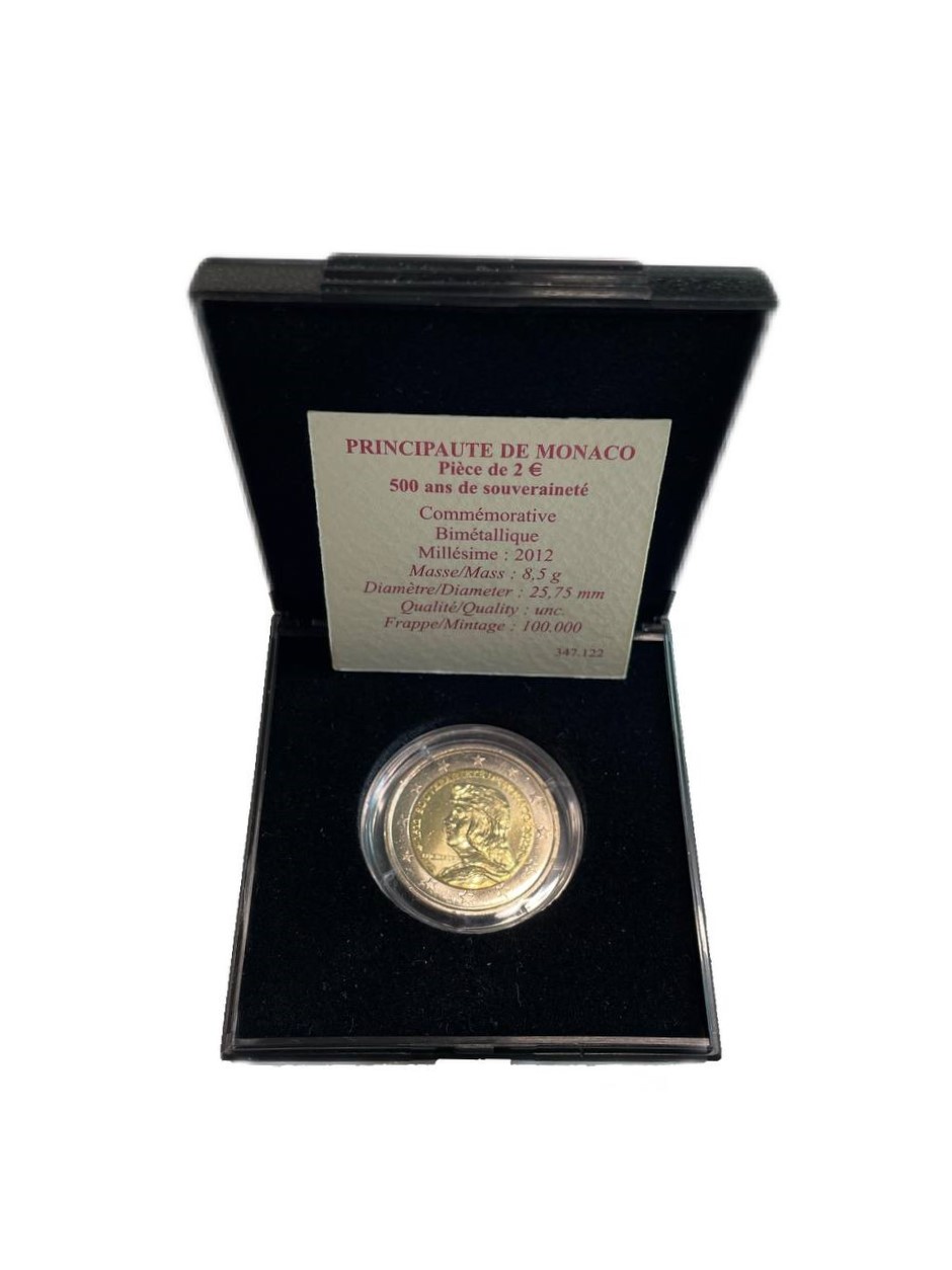 Монако 2 евро 2012 500 лет суверенитета Монако, Люсьен I KM 199 биметалл  UNC  3-4-11-16