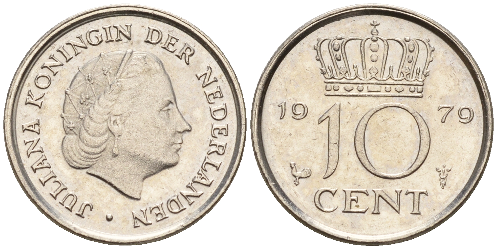 Нидерланды 10 центов 1979 Юлиана (1948-1980) КМ 182 никель    4602-541