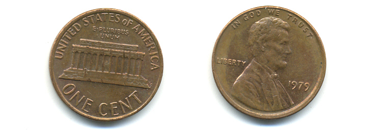 США 1 ЦЕНТ 1979 ЛИНКОЛЬН KM 201 медь цинк 179-345