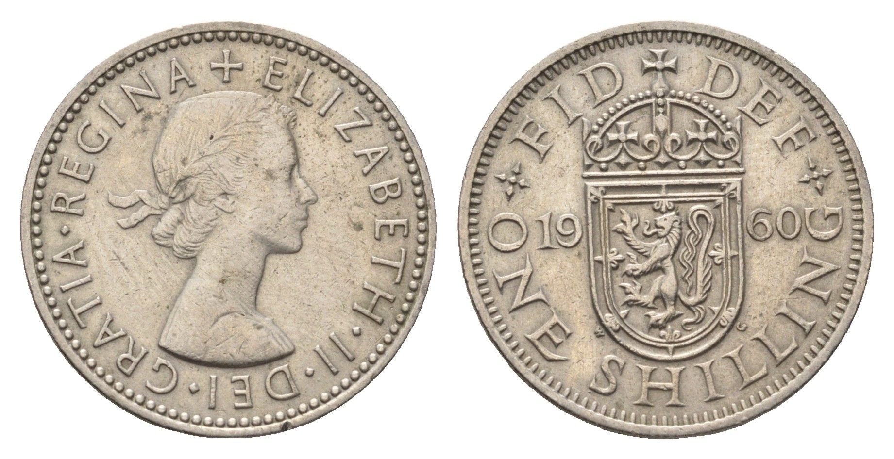 Великобритания 1 шиллинг 1960 Елизавета II (1952-2022), Шотландский герб KM 905, Spink 4148 медно-никель 4695-817