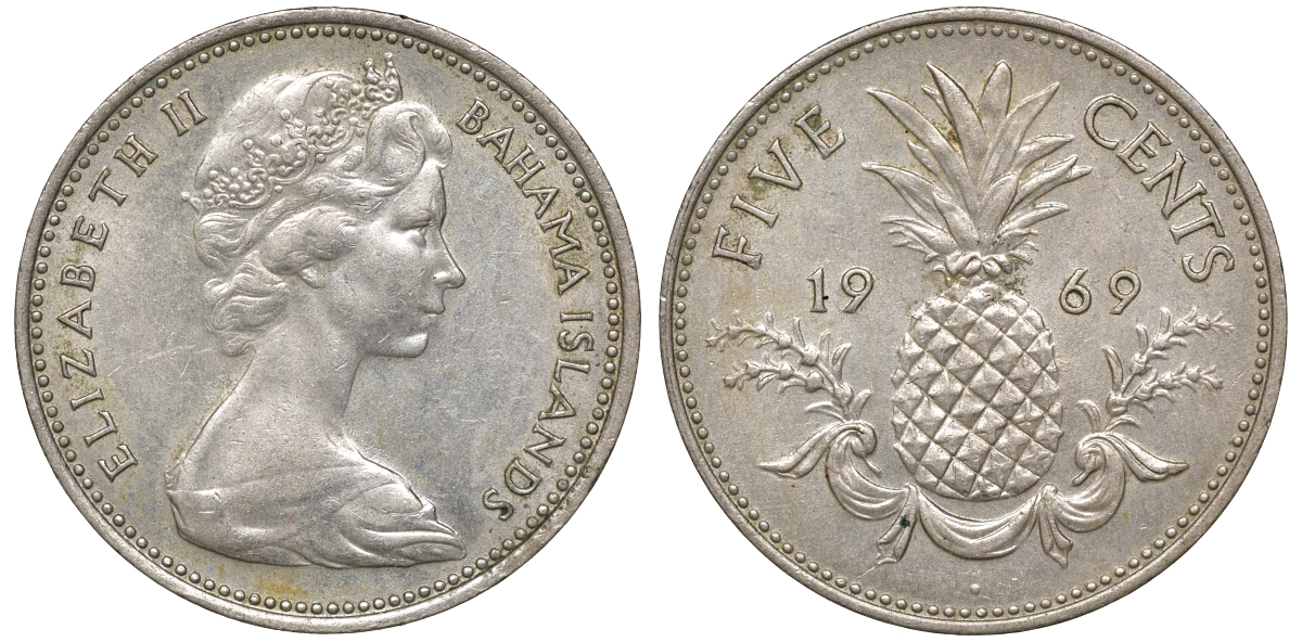 Багамские острова 5 центов 1969 KM 3 медно-никель 00-00