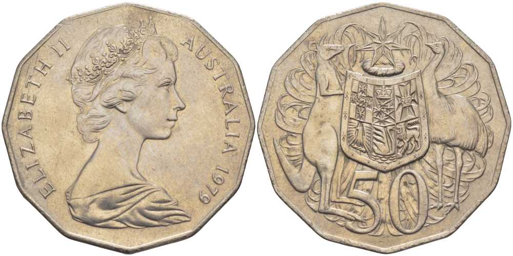 Австралия 50 центов 1979 Елизавета II (1952-2022), герб, кенгуру KM 68 медно-никель 107-121