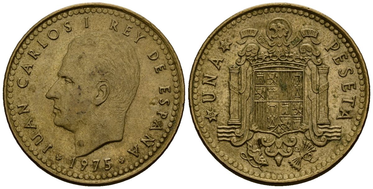 Испания 1 песета 1975 Хуан Карлос I (1975-2014) KM 806 алюминиевая бронза 4176-332